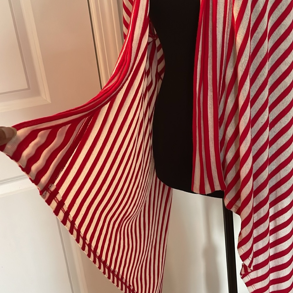 Kate Madisen Soft Knit Shrug Size L MultiStripes Layering Waterfall Transitional